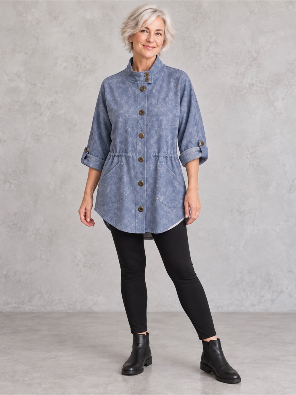 Neon Buddha XL Blue Mineral Wash Cotton Jacket